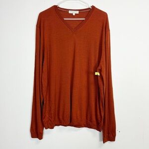 NEW Jack Victor Sweater Mens XL Red Solid Thin Knit VNeck Silk Cashmere Wool